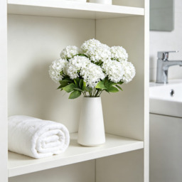 Yuejia 1Pc 13in/33cmArtificial 7-Head Hydrangea Silk Flower Silk Flower Living Room Bedroom Wedding Flower Arrangement Artificial Flower Decoration(white) - thumbnail 5