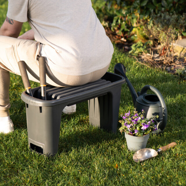 Strata Padded Garden Kneeler, Seat & Tool Storage Grey - image 1