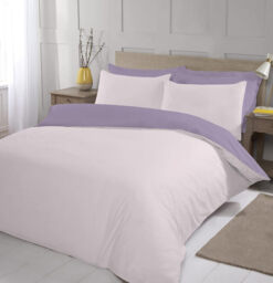 NightComfort Duvet Cover Set Plain Reversible Polycotton Pink/Purple Double - thumbnail 5