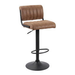 Bar Stools Paris Faux Distressed Leather Adjustable Height Brown 2pcs - thumbnail 4