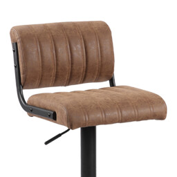 Bar Stools Paris Faux Distressed Leather Adjustable Height Brown 2pcs - thumbnail 2