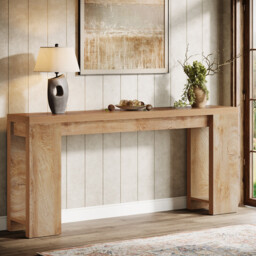 Tribesigns Console Table, 160 x 29.5 x 85 cm, Side Table, Corridor Table, Sofa Table for Small Rooms, Wooden Sofa Table, Country Style for Entrance, Hallway, Living Room, Light Oak - thumbnail 3