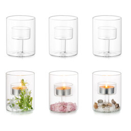 Hurricane Glass Candle Holder - 3 Pcs Clear Tealight Candle Holders Creative Candle Stand for Table Centerpiece Christmas Party Dining Festive Table Home Decor Living Room Decoration - thumbnail 1