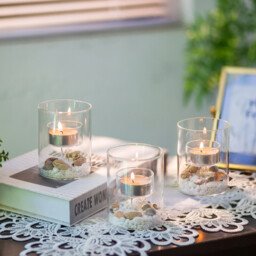 Hurricane Glass Candle Holder - 3 Pcs Clear Tealight Candle Holders Creative Candle Stand for Table Centerpiece Christmas Party Dining Festive Table Home Decor Living Room Decoration - thumbnail 7