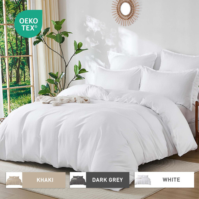 LeBonsoir White Bedding Duvet Cover Set,220x200cm/50x75cmx2 Breathable Durable Soft Comfy, with Zip, 3 Pieces, Includes 1 Duvet Cover & 2 Pillowcases,NO Comforter - image 1
