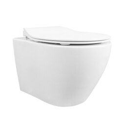 DeerValley Wall Hung Toilet Set Rimless Wall Mounted Toilet with Soft Close Seat, Quiet Design, Smooth Ceramic Surface, D-Shape Design, Compact 51.5cm Hanging Toilet for Guest Bathroom - thumbnail 1