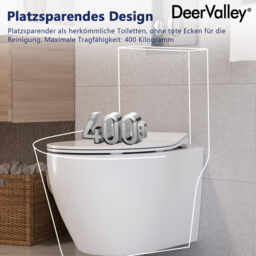 DeerValley Wall Hung Toilet Set Rimless Wall Mounted Toilet with Soft Close Seat, Quiet Design, Smooth Ceramic Surface, D-Shape Design, Compact 51.5cm Hanging Toilet for Guest Bathroom - thumbnail 3