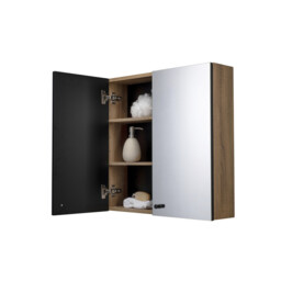 Croydex Ontario Teak Bathroom Mirror Cabinet - thumbnail 2