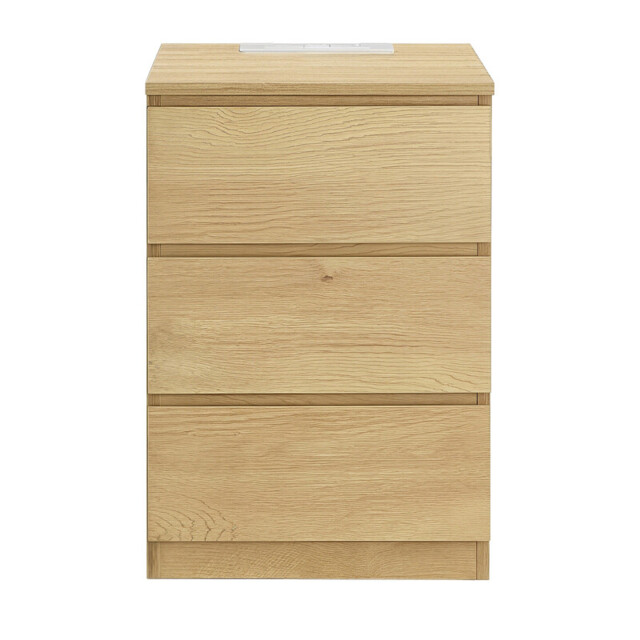 Ochama Nightstand with Charging Station, Bedside Table, Side End Table with 3 Drawers, for Bedroom, Yellow - image 1