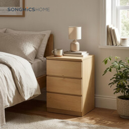 Ochama Nightstand with Charging Station, Bedside Table, Side End Table with 3 Drawers, for Bedroom, Yellow - thumbnail 2