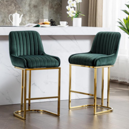 chairus Bar Stools Set of 2 Velvet Counter Chairs with Backrest Breakfast Bar Stools for Kitchen - thumbnail 6