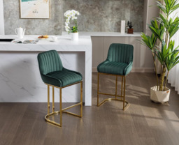 chairus Bar Stools Set of 2 Velvet Counter Chairs with Backrest Breakfast Bar Stools for Kitchen - thumbnail 2