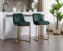 chairus Bar Stools Set of 2 Velvet Counter Chairs with Backrest Breakfast Bar Stools for Kitchen - thumbnail 3