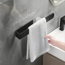 Vilscijon Stainless Steel Towel Bar, Hand Towel Rack, Bathroom Hand Towel Hanging Rod with Hooks, Multi-purpose Wall-mounted Shelf for Toilet - thumbnail 3