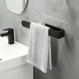 Vilscijon Stainless Steel Towel Bar, Hand Towel Rack, Bathroom Hand Towel Hanging Rod with Hooks, Multi-purpose Wall-mounted Shelf for Toilet - thumbnail 5