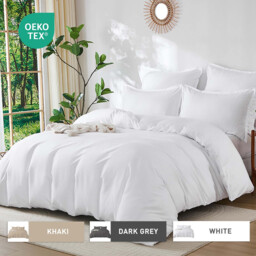 LeBonsoir White Bedding Duvet Cover Set，230x220cm/50x75cmx2 Breathable Durable Soft Comfy， with Zip， 3 Pieces， Includes 1 Duvet Cover & 2 Pillowcases，NO Comforter