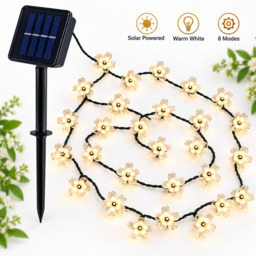 Solar Cherry Blossom String Lights, Warm White, 30 m, 100 LEDs, Warm White, Solar Powered, Waterproof Decorative Lights - thumbnail 2