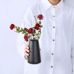1pc/15cm/6in, Ceramic Vase - Flower Vase Minimalism Style for Modern Table Shelf Home Decor, Fit for Fireplace Bedroom Kitchen Living Room Centerpieces Office Desk (Solid Black） - thumbnail 3