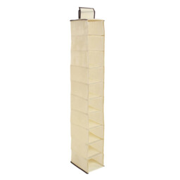 Essentials by Premier Cream Brown Trim 10 Section Hanging Shoe Organiser - thumbnail 1