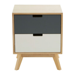 Interiors by Premier Bedside Table Watson 2 Drawer Natural/Grey/White - thumbnail 1
