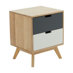 Interiors by Premier Bedside Table Watson 2 Drawer Natural/Grey/White - thumbnail 4