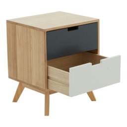 Interiors by Premier Bedside Table Watson 2 Drawer Natural/Grey/White - thumbnail 5