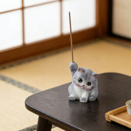 JU7CER 1pc Adorable Kitten-shaped Incense Holder Ceramic Aromatherapy Burner Creative Home Decor Ornamental Piece Home Zen Tea Ceremony Incense Burner Kung Fu Little Blue Cat - Stick Incense - thumbnail 2