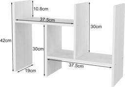 Senhoglb Freestanding Wood Small Desk Shelves Adjustable,White - thumbnail 4