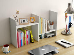 Senhoglb Freestanding Wood Small Desk Shelves Adjustable,White - thumbnail 7