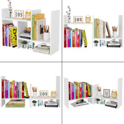 Senhoglb Freestanding Wood Small Desk Shelves Adjustable,White - thumbnail 6