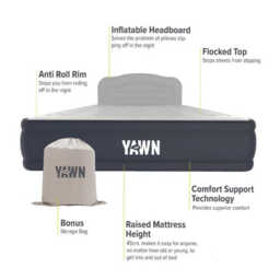 Yawn Air Bed Deluxe with Headboard & Fitted Sheet Self Inflating King - thumbnail 7