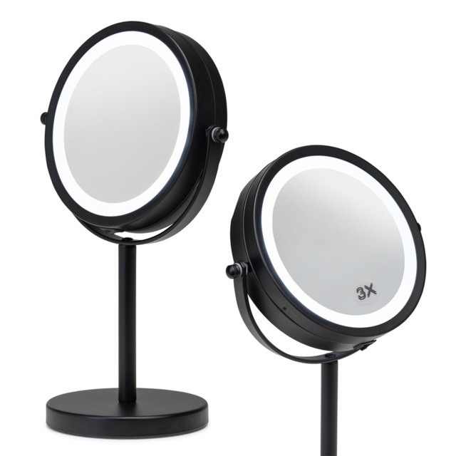 Croydex LED Makeup Mirror with 3x Magnification and Rotating Face - Black - image 1