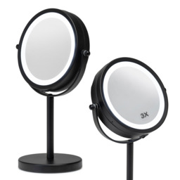 Croydex LED Makeup Mirror with 3x Magnification and Rotating Face - Black - thumbnail 1