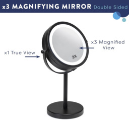 Croydex LED Makeup Mirror with 3x Magnification and Rotating Face - Black - thumbnail 2