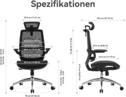SIHOO M59S Ergonomic Office Chair, Desk Chair with 3D Coordinated Flip-up Armrests, Computer Chair with Dual Back Design and Adaptive Dynamic Lumbar Support (Black) - thumbnail 3