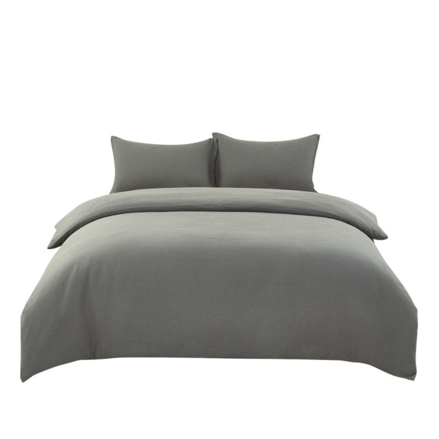 Dark Grey Cotton Double Gauze Duvet Cover & Pillowcases Set, 135*200CM+50*75CM*1 - image 1