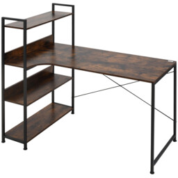 HOMCOM Desk Tall Shelves Rustic Brown/Black - thumbnail 1