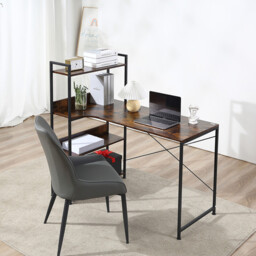 HOMCOM Desk Tall Shelves Rustic Brown/Black - thumbnail 5
