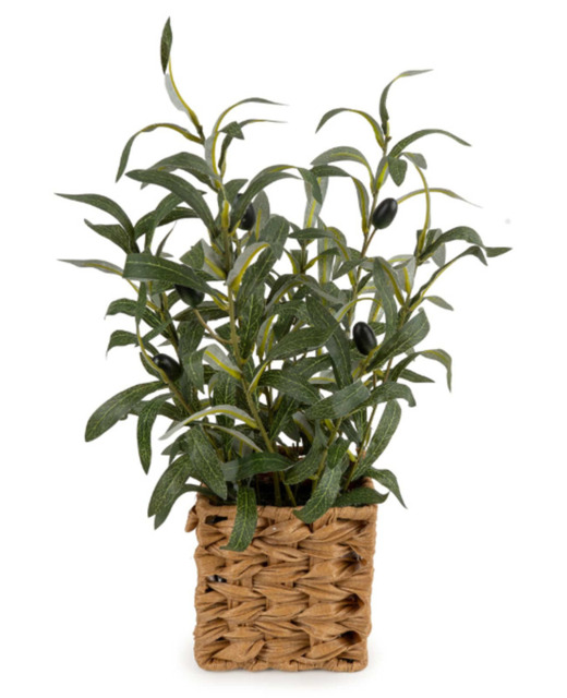 Candlelight Artificial Olive Tree in Wicker Basket 44.5cm - image 1