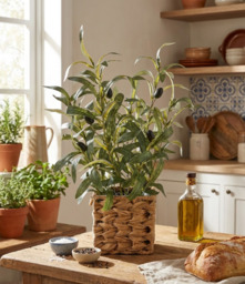 Candlelight Artificial Olive Tree in Wicker Basket 44.5cm - thumbnail 2