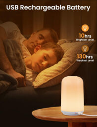 Wiederaufladbares LED-Nachtlicht mit 12 SMD LED, Warmweiß + RGB 7 Farben, Stufenlose Dimmung 1W 5V-1A ABS+Metall für Schlafzimmer Kinderzimmer - thumbnail 5