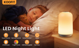 Wiederaufladbares LED-Nachtlicht mit 12 SMD LED, Warmweiß + RGB 7 Farben, Stufenlose Dimmung 1W 5V-1A ABS+Metall für Schlafzimmer Kinderzimmer - thumbnail 4