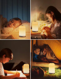 Wiederaufladbares LED-Nachtlicht mit 12 SMD LED, Warmweiß + RGB 7 Farben, Stufenlose Dimmung 1W 5V-1A ABS+Metall für Schlafzimmer Kinderzimmer - thumbnail 2