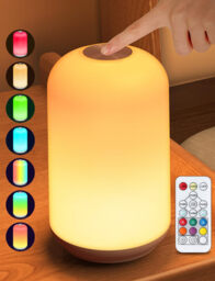 Wiederaufladbares LED-Nachtlicht mit 12 SMD LED, Warmweiß + RGB 7 Farben, Stufenlose Dimmung 1W 5V-1A ABS+Metall für Schlafzimmer Kinderzimmer - thumbnail 6