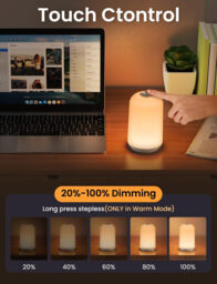 Wiederaufladbares LED-Nachtlicht mit 12 SMD LED, Warmweiß + RGB 7 Farben, Stufenlose Dimmung 1W 5V-1A ABS+Metall für Schlafzimmer Kinderzimmer - thumbnail 3