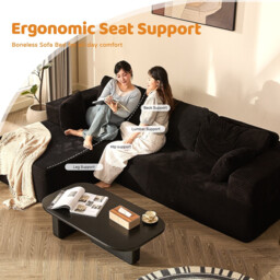 Ochama 272 cm L-Shaped Modular Sectional Sofa,Set of Deep Seat Boneless Couch, Sofa Bed for Living Room Bedroom – No Assembly Required, Black - thumbnail 3