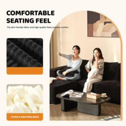 Ochama 272 cm L-Shaped Modular Sectional Sofa,Set of Deep Seat Boneless Couch, Sofa Bed for Living Room Bedroom – No Assembly Required, Black - thumbnail 5