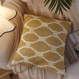 MEROPE, PE/Polyester Canvas Cushion Cover, 50x50cm, khaki/white, 1pack - thumbnail 1