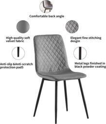 mcc direct Set of 2 Designer Velvet Fabric Dining Chairs Metal Legs Lexi Chairs (Light Blue) - thumbnail 5