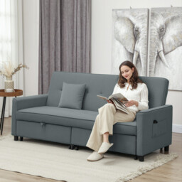 Homcom Sofa Bed 3 Seater Fold Out with 2 Cushions Grey - thumbnail 7